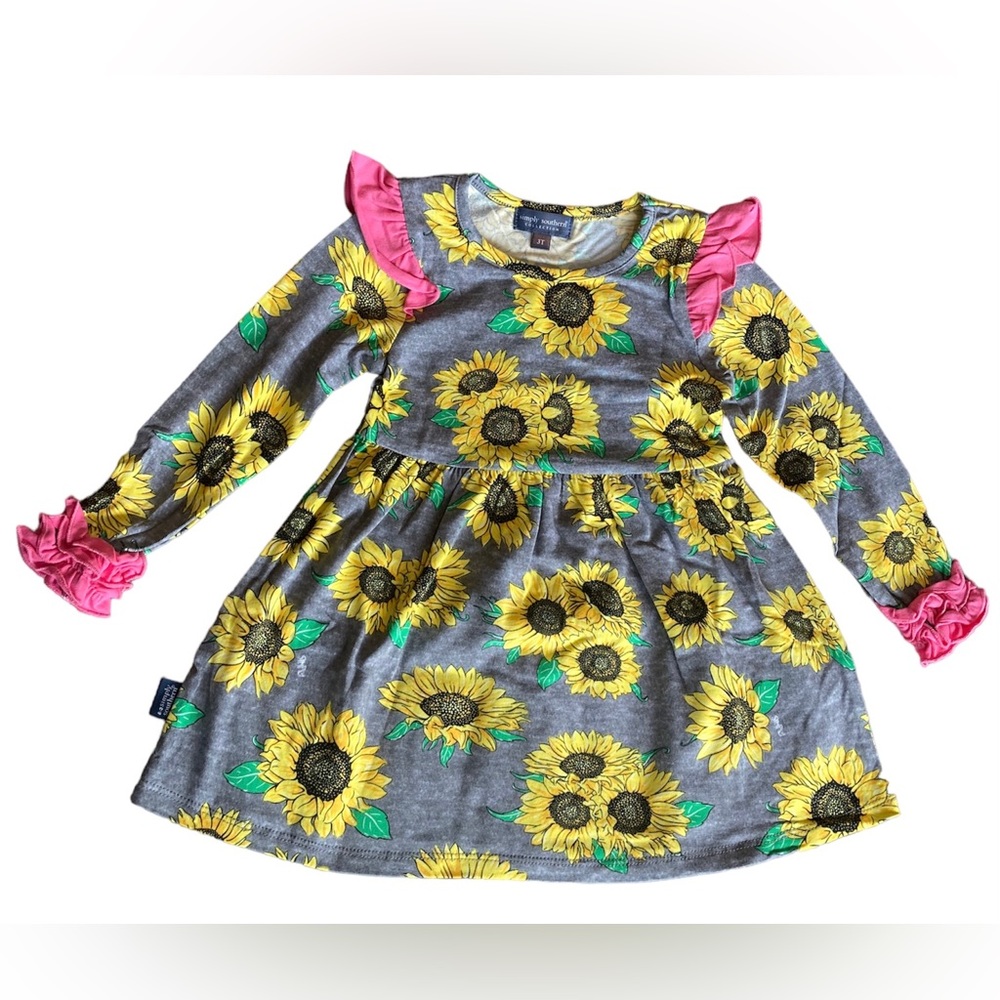 Simply Southern Infant/Toddler Girl’s Ruffle Dress - Sunflower - Long Sleeves